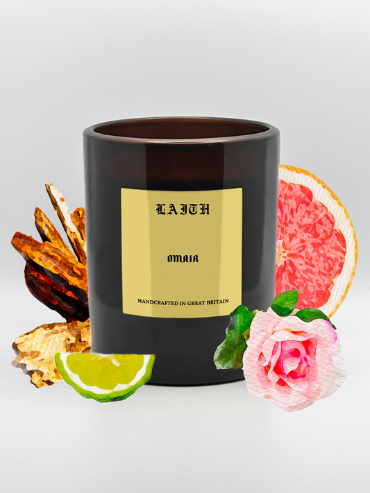 Omair - Leather, Rose, Bergamot & Oud Candle | 230g